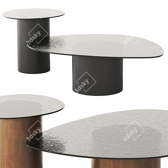 Elegant Mushroom Coffee Table Glass 3D model image 2