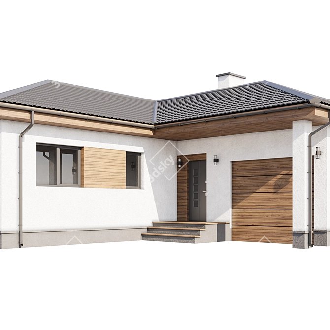 Single Story House with Garage 3D model image 2