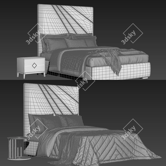 Modern Platform Bed Reeves by Minotti 3D model image 3