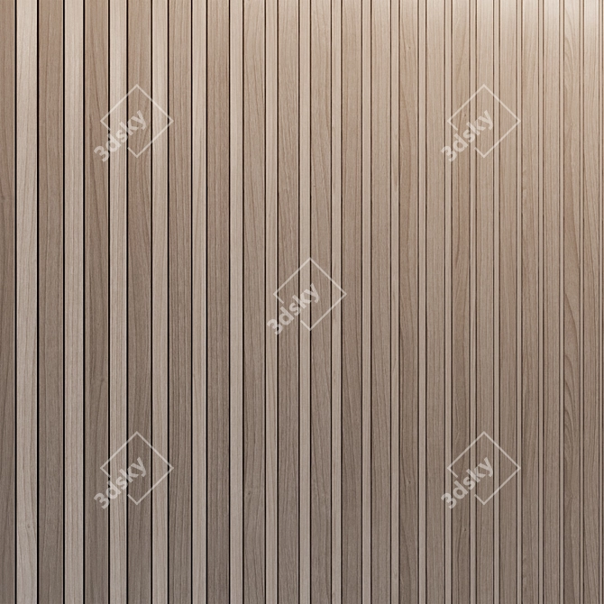 Brass-Trimmed Wood Wall Panels 3D model image 2