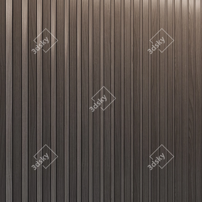 Brass-Trimmed Wood Wall Panels 3D model image 4