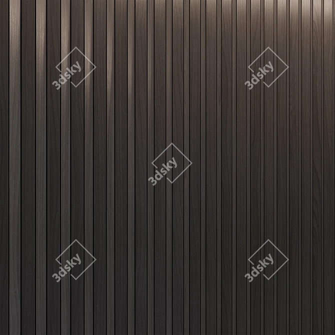 Brass-Trimmed Wood Wall Panels 3D model image 5