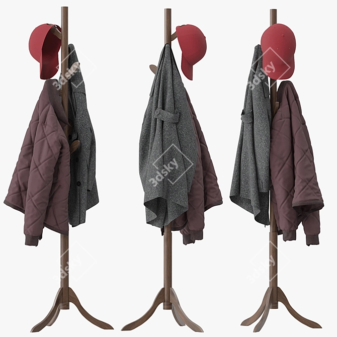 Stylish 8-Hook Coat Rack 3D model image 1