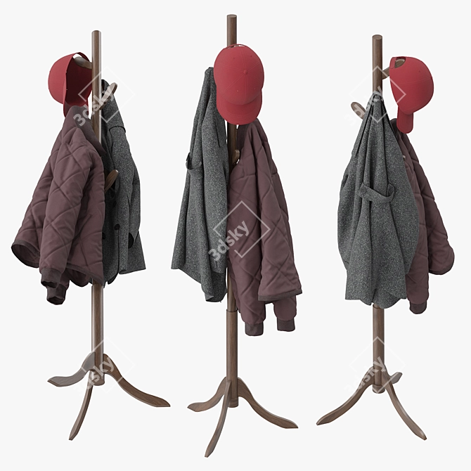 Stylish 8-Hook Coat Rack 3D model image 2