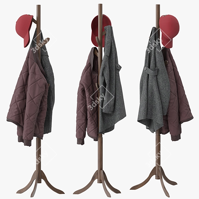 Stylish 8-Hook Coat Rack 3D model image 4