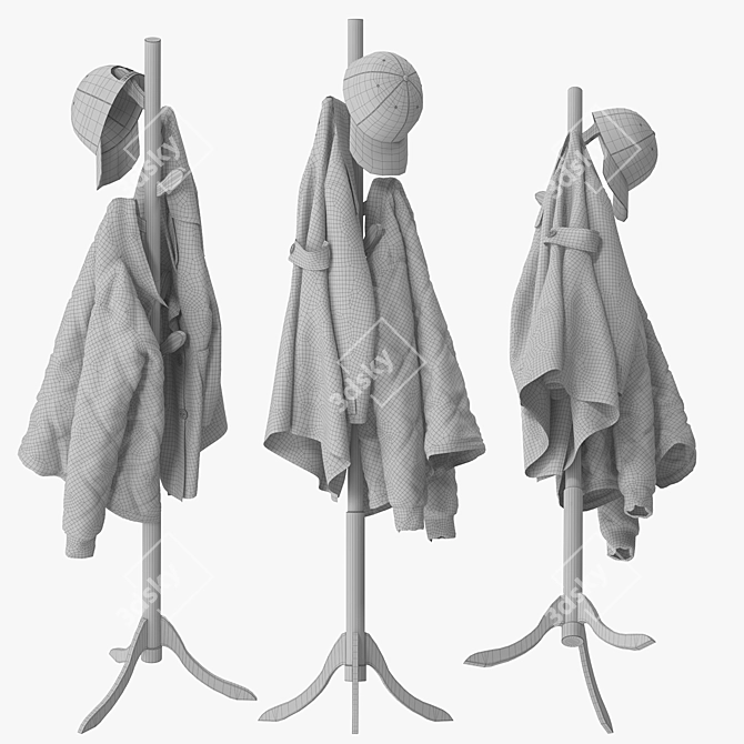 Stylish 8-Hook Coat Rack 3D model image 5