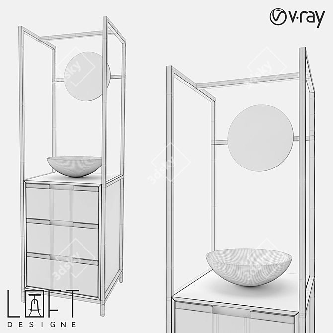 Storage Cabinet with Wood and Metal, 80587 Model 3D model image 2