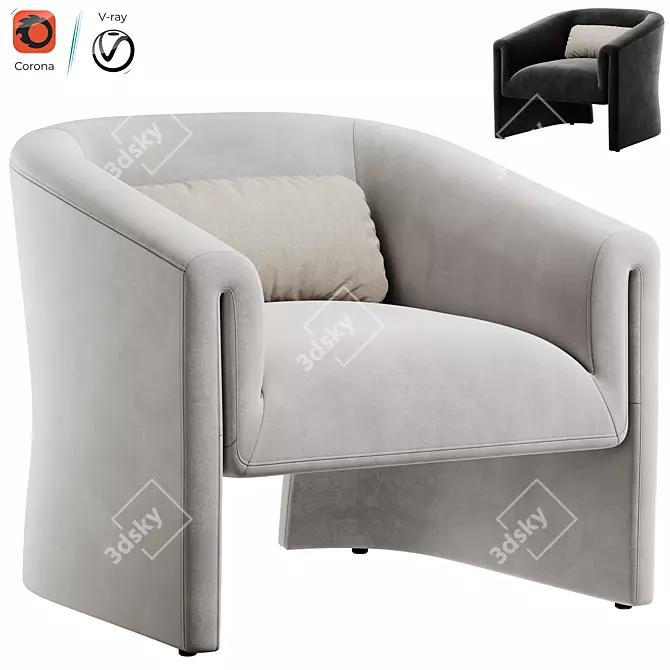 Modern Upholstered Armchair for 3D Design 3D model image 1