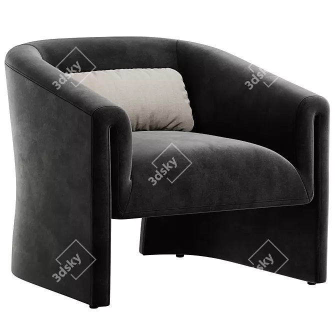 Modern Upholstered Armchair for 3D Design 3D model image 2