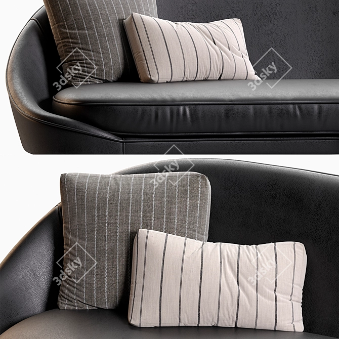 Sleek Nido Curved Sofa 3D model image 3