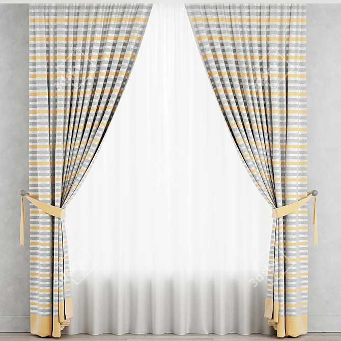 Title: Cotton Kids Room Curtains 3D model image 1