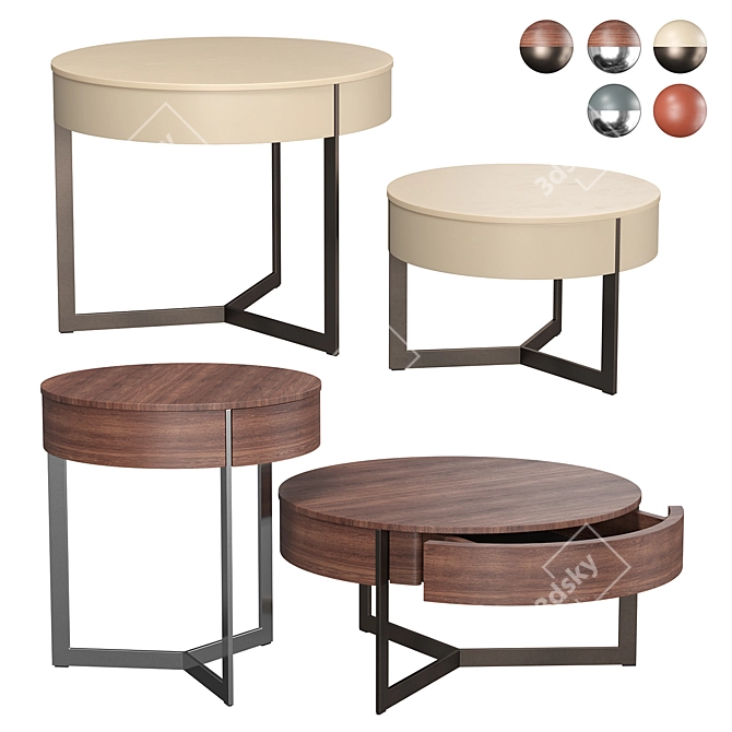 Minimalist Round Coffee Table Set 3D model image 1