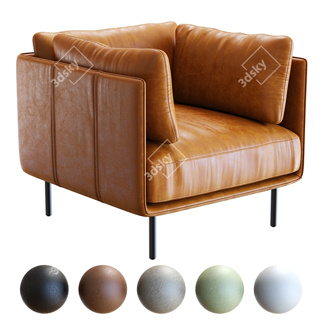 Crate&Barrel Wells Leather Chair 3D 3D model image 1