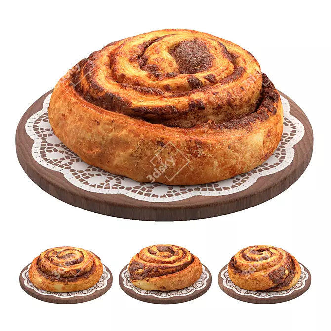 Cinnamon Snail Bun Puff 3D model image 1