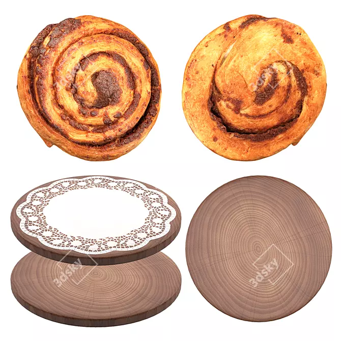 Cinnamon Snail Bun Puff 3D model image 7