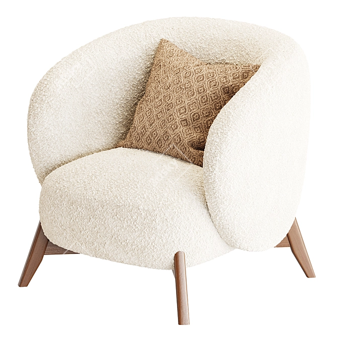 Tilar Cozy White Modern Chair 3D model image 2