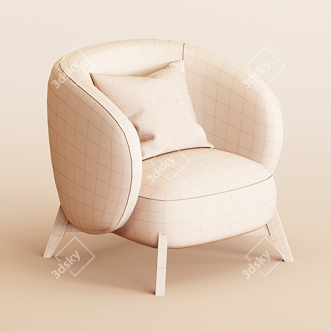 Tilar Cozy White Modern Chair 3D model image 3