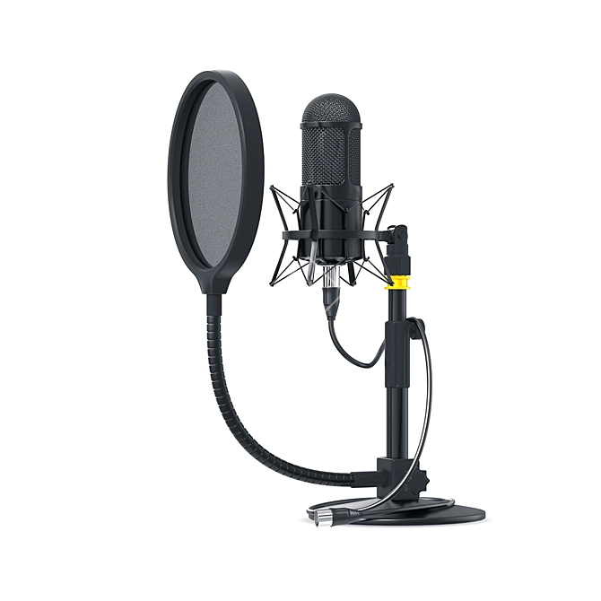 Desk Studio Mic Model Stand 3D model image 3