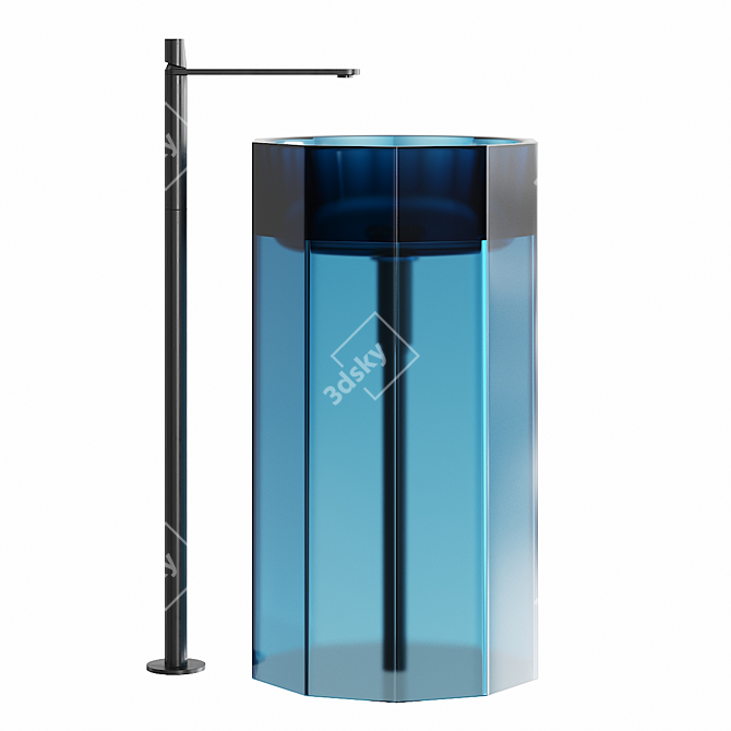 Stylish Vitreo Freestanding Washbasin 3D model image 4