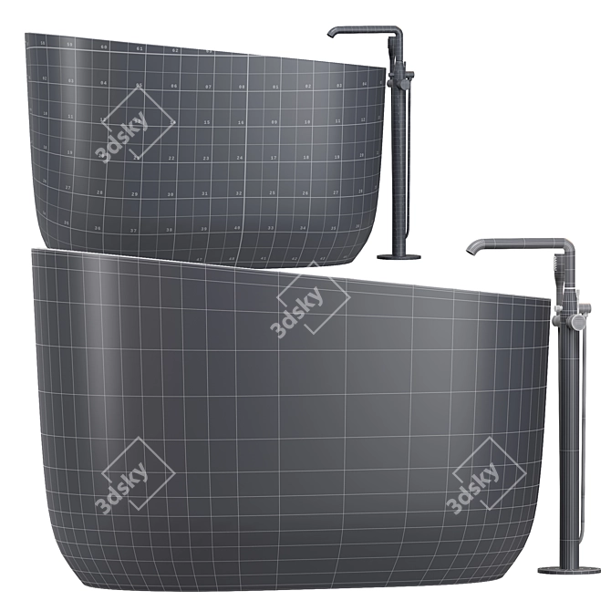 Luxury Bathtubs Set with Faucets 3D model image 5