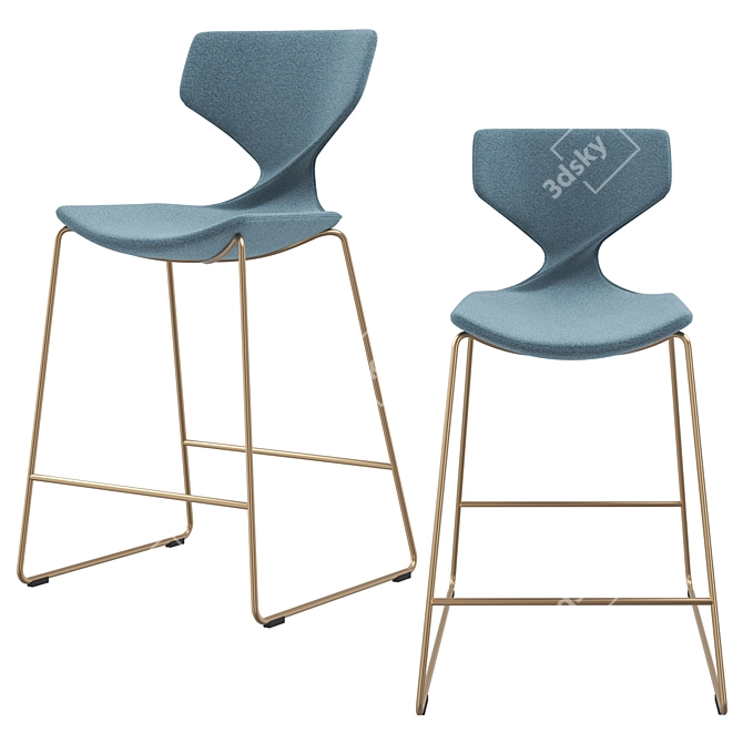 Elegant Italian Bar Stool Quo 3D model image 6