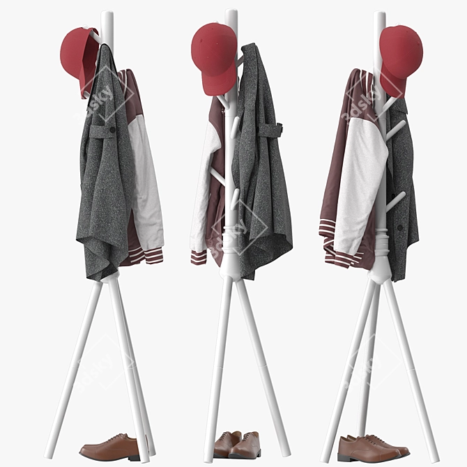  7-Hook Coat Rack Stand 3D model image 1