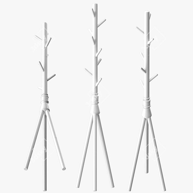  7-Hook Coat Rack Stand 3D model image 3