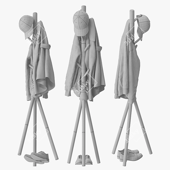  7-Hook Coat Rack Stand 3D model image 5