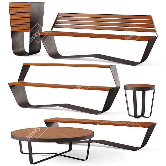 Eco Park Bench Set KARMA 3D model image 1