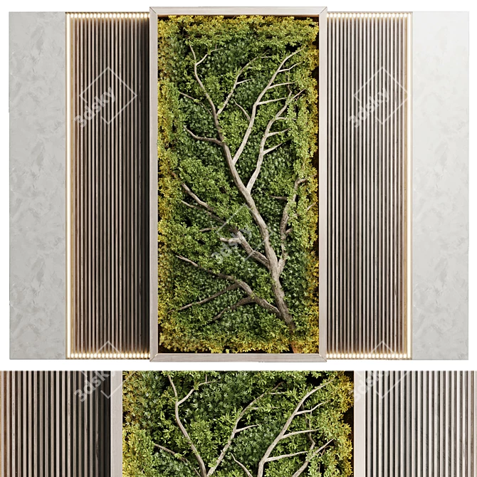 Indoor Vertical Garden Wooden Frame 3D model image 2