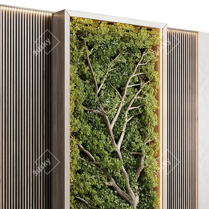 Indoor Vertical Garden Wooden Frame 3D model image 3