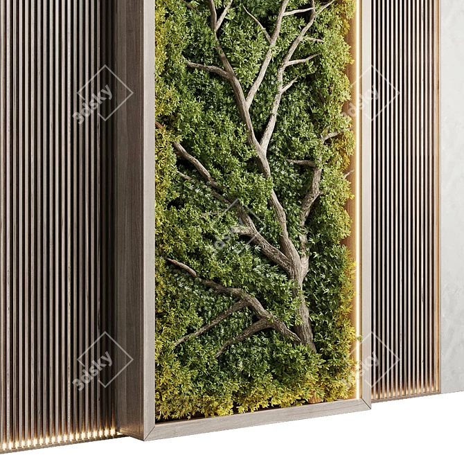 Indoor Vertical Garden Wooden Frame 3D model image 4