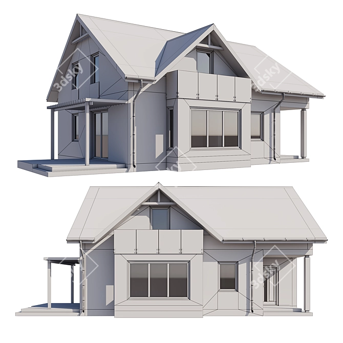 Single-Storey House with Attic 3D model image 4