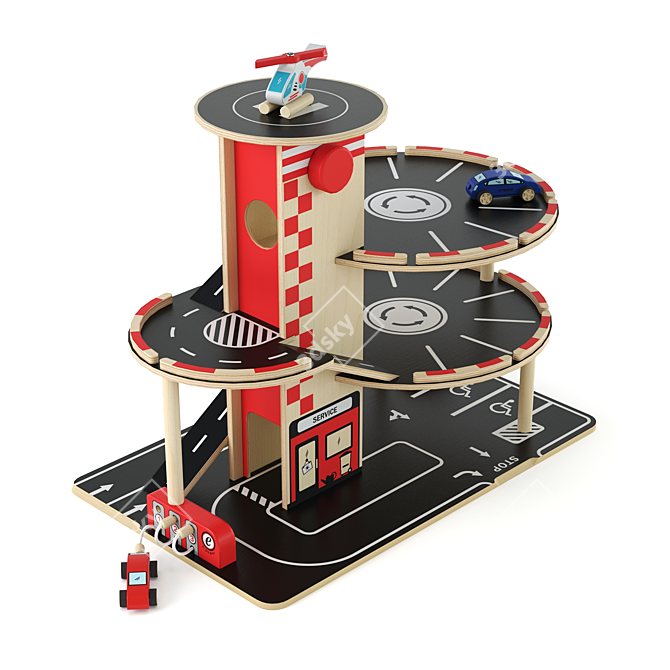 Hape E3002 Kids Multi-Level Parking 3D model image 2