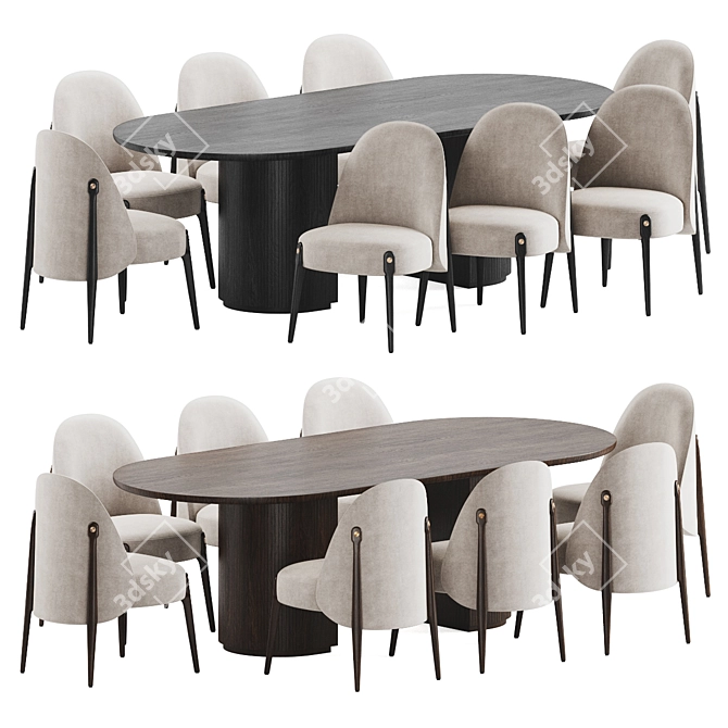 Luxury Velvet Dining Set 11 3D model image 1