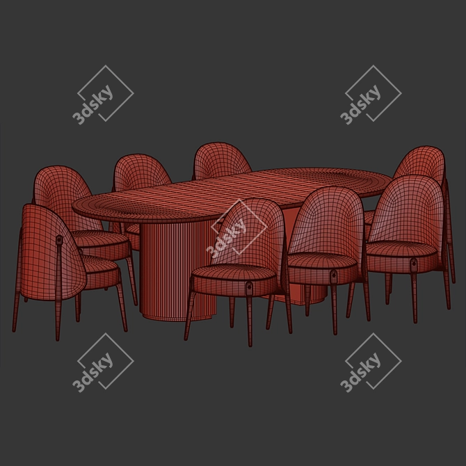 Luxury Velvet Dining Set 11 3D model image 2