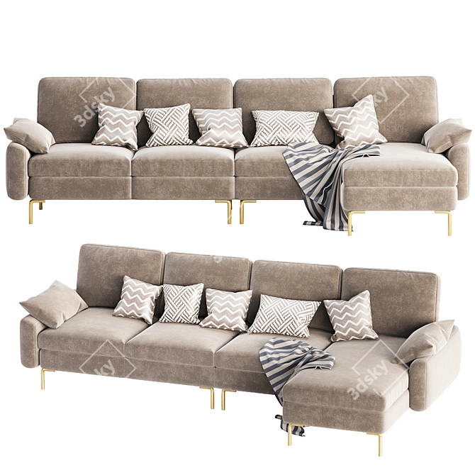 Modish Upholstered Sectional Sofa 3D model image 1