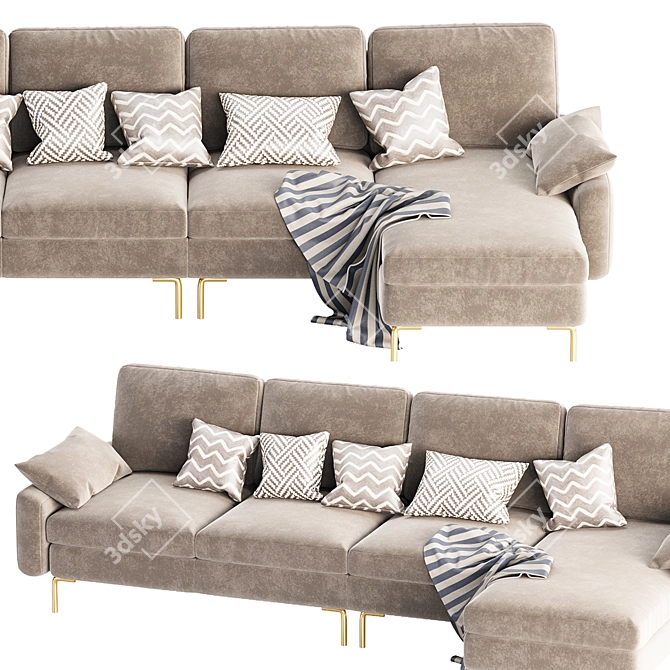 Modish Upholstered Sectional Sofa 3D model image 3