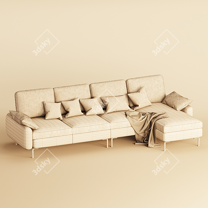 Modish Upholstered Sectional Sofa 3D model image 4