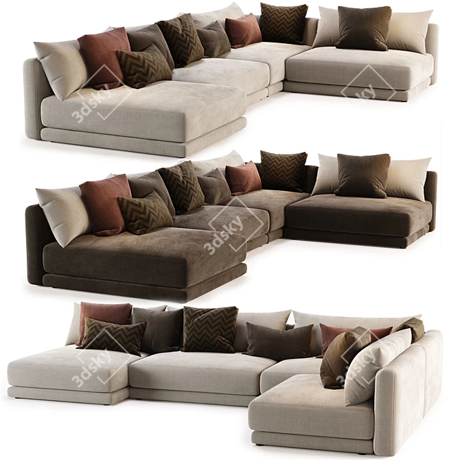 Stylish Katarina Corner Sofa Set 3D model image 1