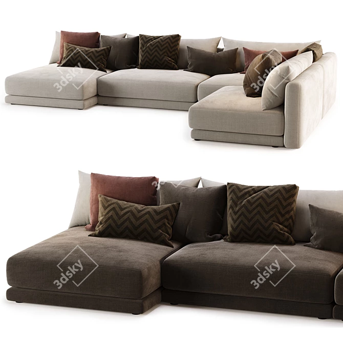 Stylish Katarina Corner Sofa Set 3D model image 3