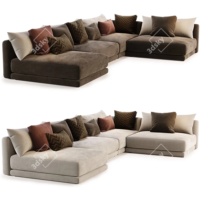 Stylish Katarina Corner Sofa Set 3D model image 4