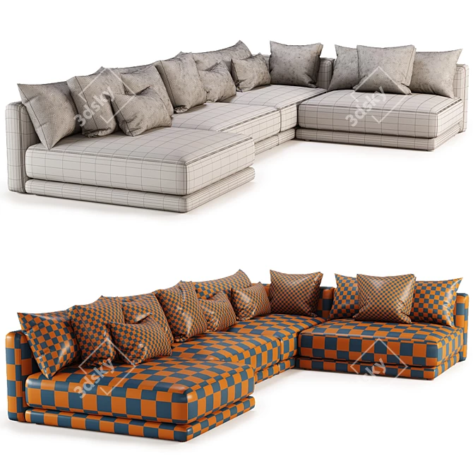 Stylish Katarina Corner Sofa Set 3D model image 5