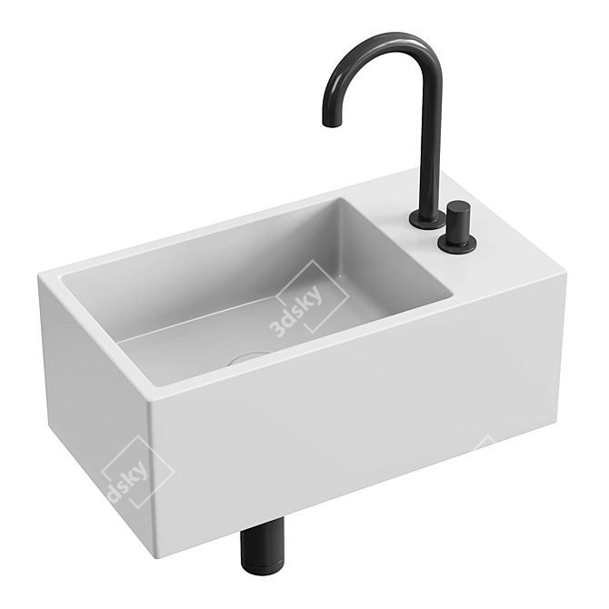 Sleek Wall-Mounted Handrinse Basin 3D model image 1