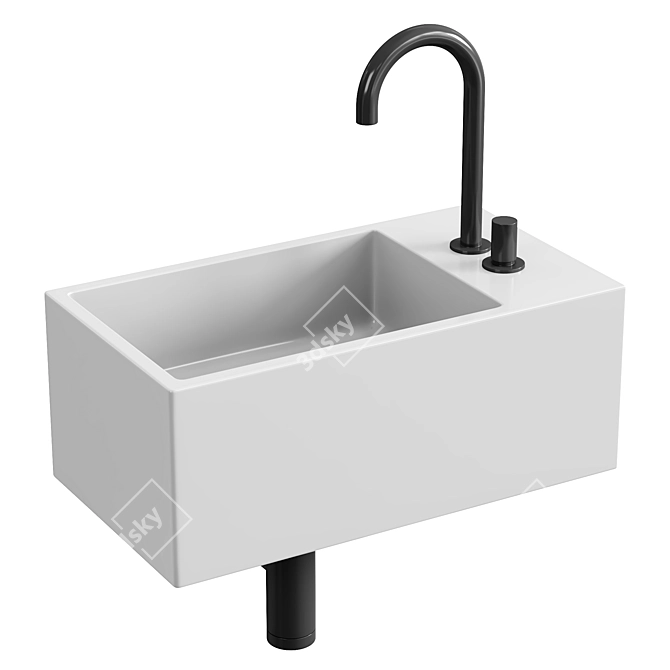 Sleek Wall-Mounted Handrinse Basin 3D model image 2