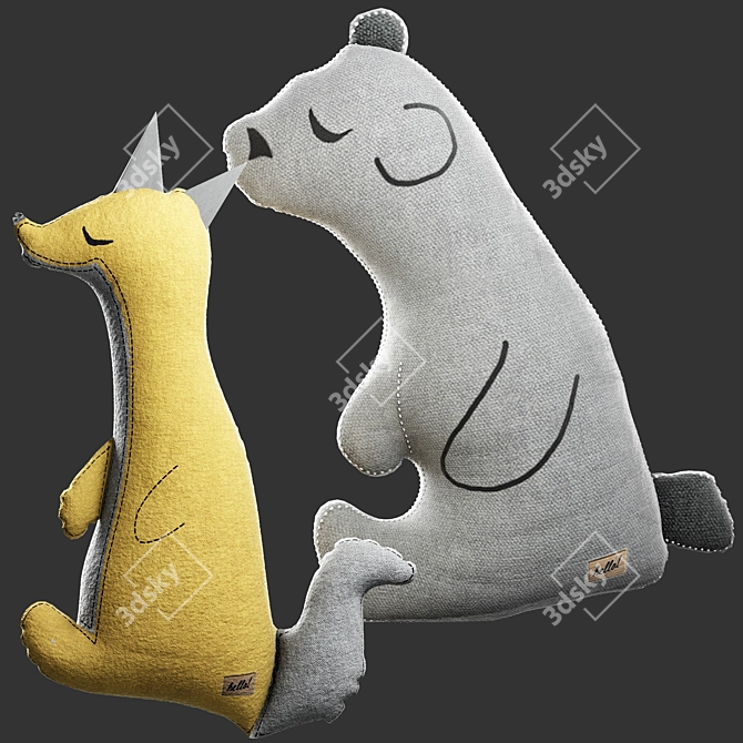 Nordic Style Animal Pillows 3D model image 1