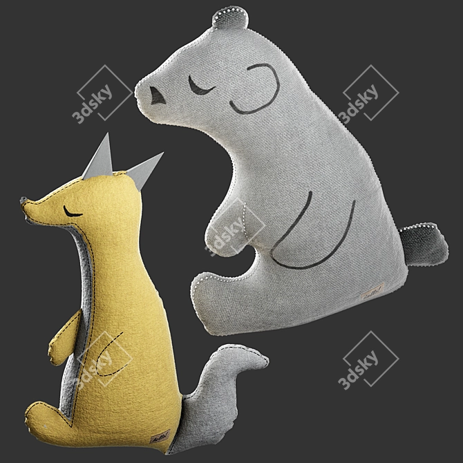 Nordic Style Animal Pillows 3D model image 2