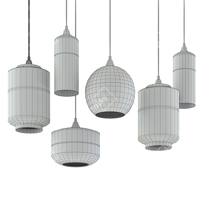  Sleek Glass Stone Pendant Light 3D model image 2