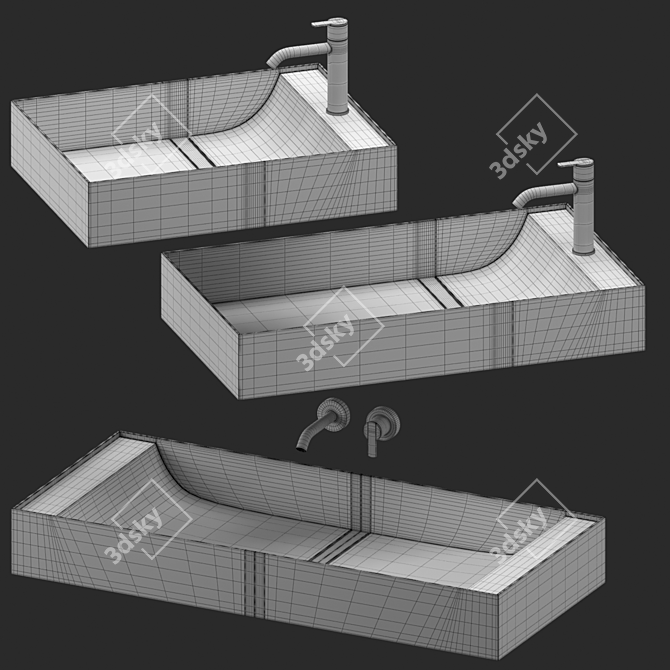 Modern Paral Sink by Inbani 3D model image 2