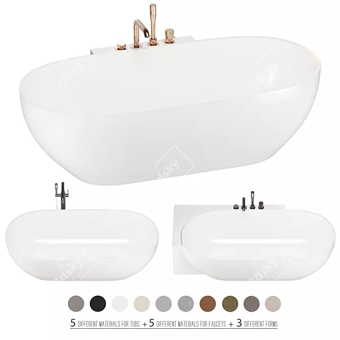 Luxury Bathtub Set with Variations 3D model image 1